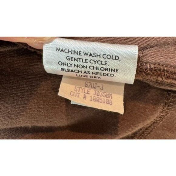 Eileen Fisher Open Front Cardigan Top Brown Hooded Organic Cotton Womens Large L - Picture 5 of 5